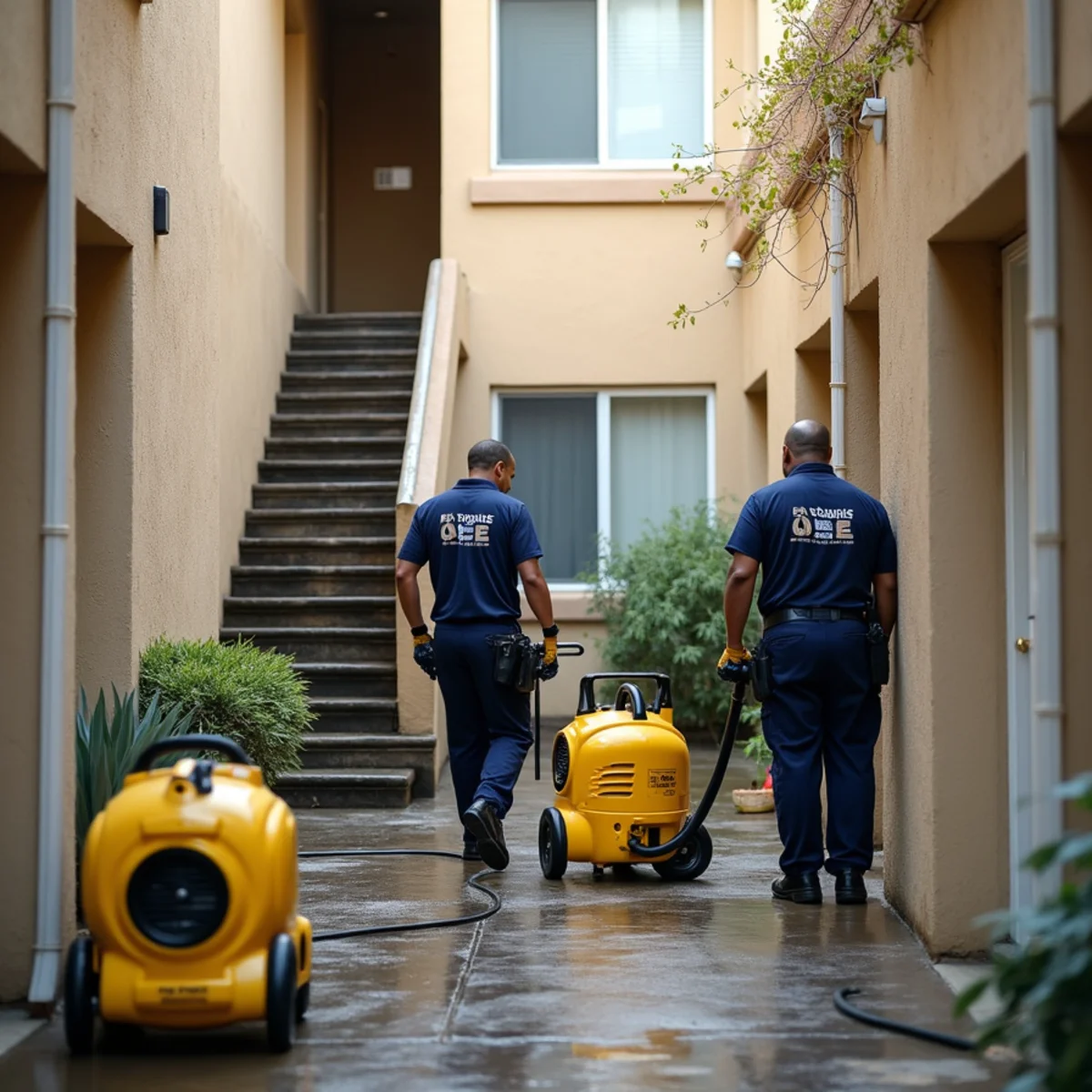 Water extraction in a Brookhurst Corridor apartment after an upstairs leak