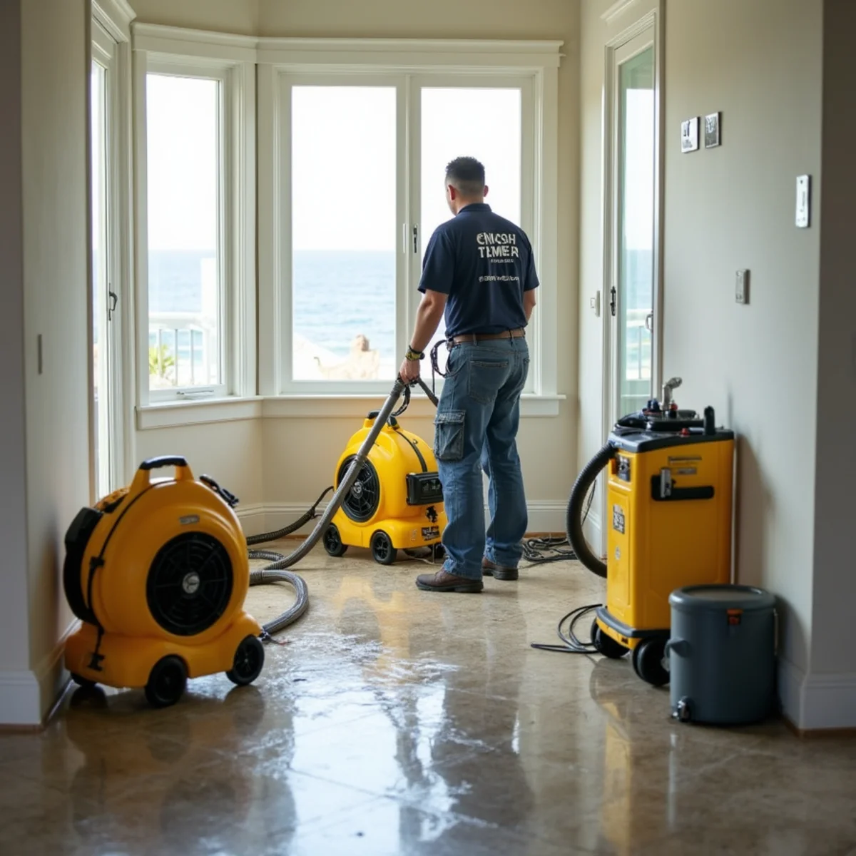 Dehumidifiers controlling moisture in an older beach cottage near the Huntington Beach pier