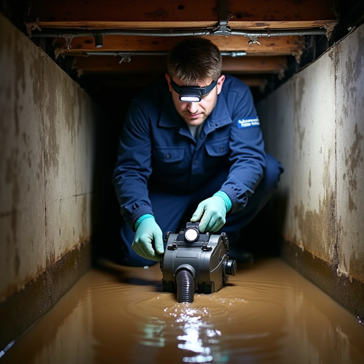 Crawl Space Water Removal & Drying in a Buena Park home — IICRC-certified technician at work
